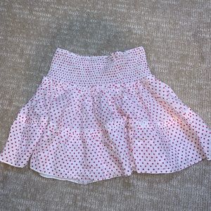 Olivaceous Pink and White Polka Dot Mini Skirt